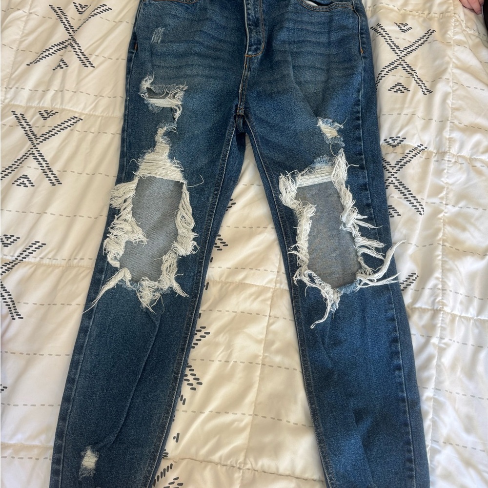 Cello Distressed Dark Blue Skinny Jeans